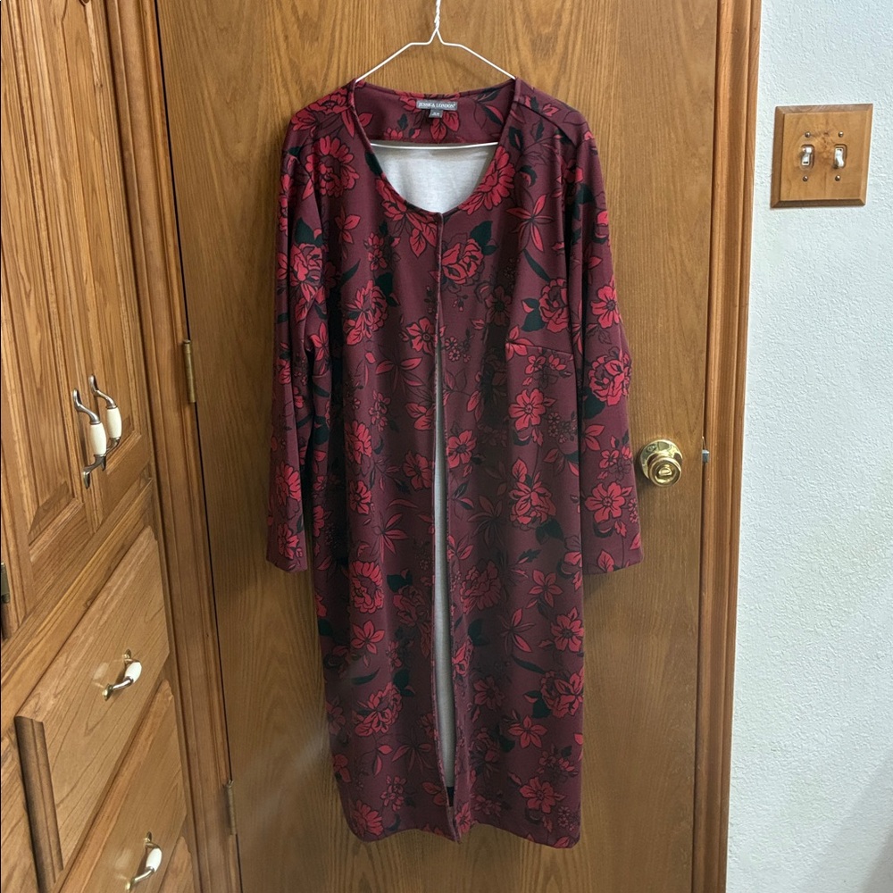 Jessica London Burgundy Floral Duster